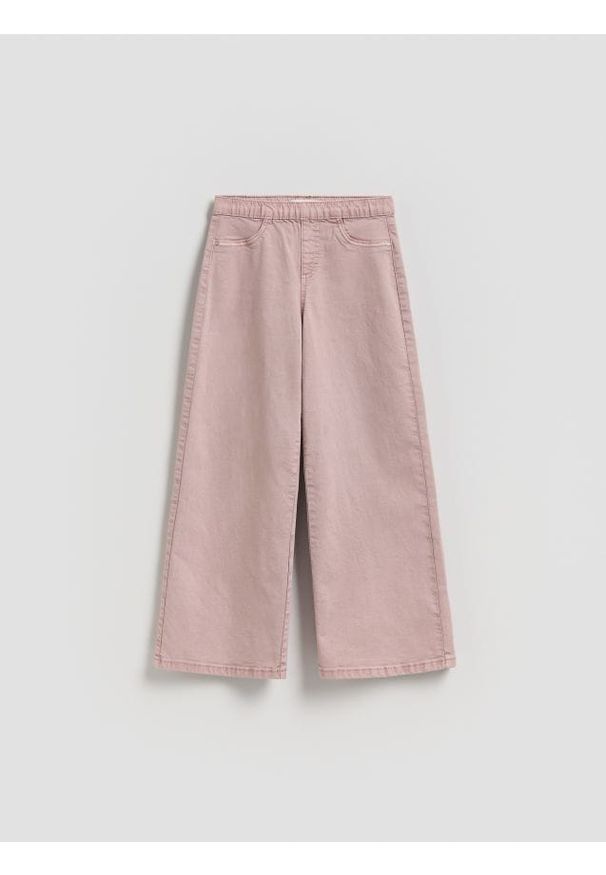 Reserved - Spodnie na gumce - brudny róż. Kolor: różowy. Materiał: tkanina, bawełna
