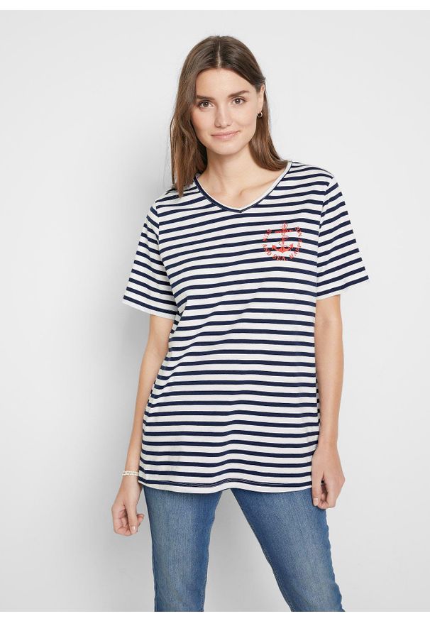 bonprix - T-shirt z czystej bawełny organicznej. Kolor: biały. Materiał: bawełna. Wzór: nadruk