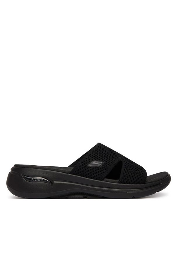 skechers - Skechers Klapki Go Walk Arch Fit 140274/BBK Czarny. Kolor: czarny. Materiał: materiał