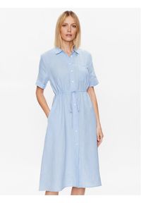 TOMMY HILFIGER - Tommy Hilfiger Sukienka koszulowa WW0WW38422 Niebieski Regular Fit. Kolor: niebieski. Materiał: len. Typ sukienki: koszulowe #1