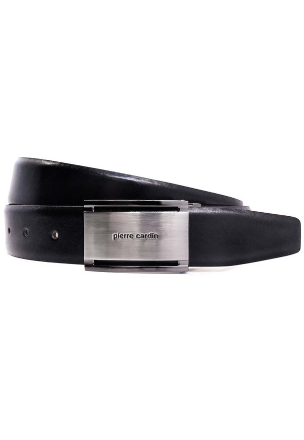 Czarny pasek Pierre Cardin elegancki, w paski