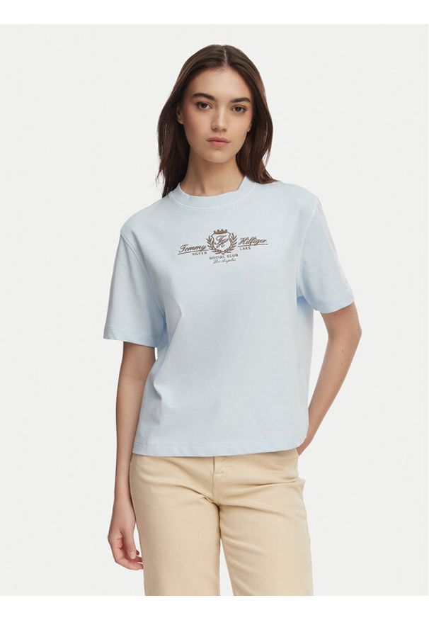 TOMMY HILFIGER - Tommy Hilfiger T-Shirt Crest WW0WW48713 Niebieski jasny Relaxed Fit. Kolor: niebieski. Materiał: bawełna