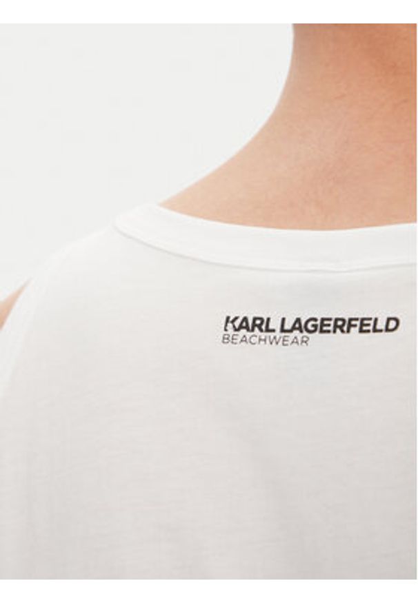 Karl Lagerfeld - KARL LAGERFELD Tank top A1M46069 Biały Regular Fit. Typ kołnierza: dekolt w karo. Kolor: biały. Materiał: bawełna