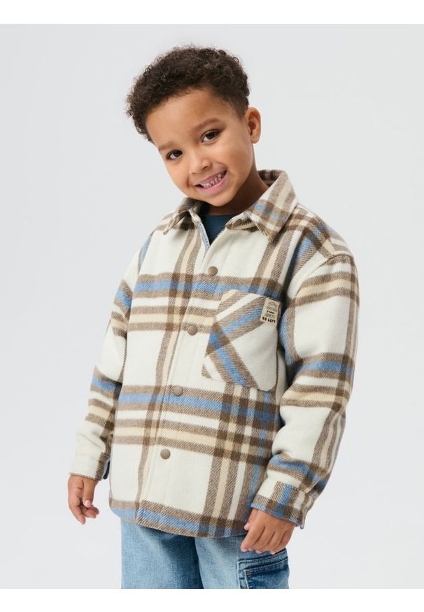 Sinsay - Kurtka koszulowa w kratę - beżowy. Kolor: beżowy