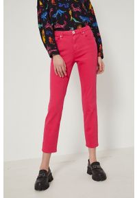 medicine - Medicine jeansy damskie medium waist. Kolor: różowy. Wzór: gładki. Styl: klasyczny #2