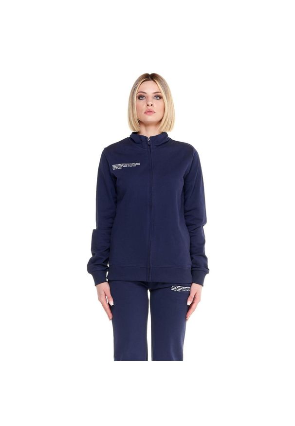 LEONE 1947 APPAREL - Damski dres Only One ze stójką i zamkiem błyskawicznym. Kolor: niebieski. Materiał: dresówka. Sport: fitness