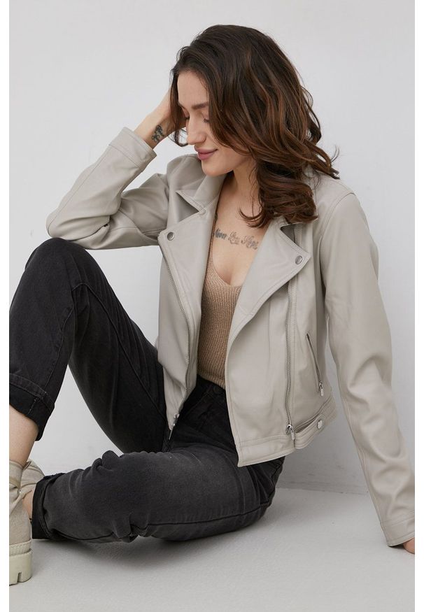 Vila Jeansy damskie medium waist. Okazja: na co dzień. Kolor: szary. Styl: casual