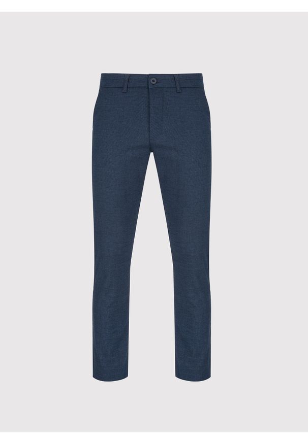 Pako Lorente - PAKO LORENTE - Granatowe spodnie męskie. Okazja: na co dzień. Kolor: niebieski. Materiał: poliester, bawełna, elastan. Styl: casual