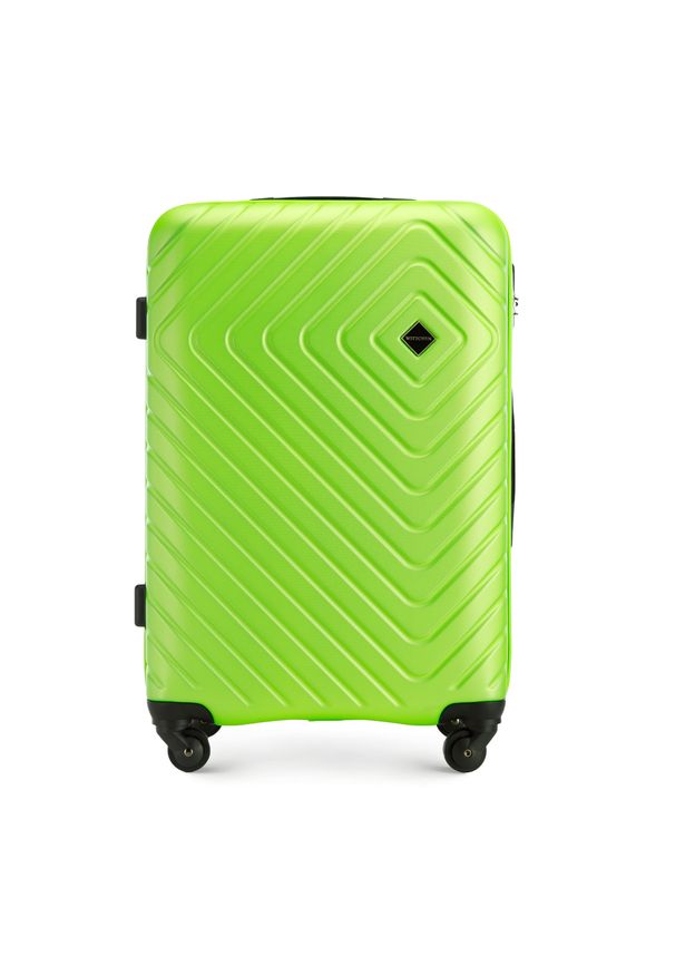 Wittchen - Średnia walizka z ABS-u z geometrycznym tłoczeniem limonkowa. Materiał: poliester. Wzór: geometria