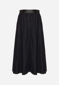 Born2be - Granatowa Jeansowa Spódnica Midi z Paskiem Suera. Okazja: na co dzień, do pracy, na spotkanie biznesowe. Kolor: niebieski. Materiał: jeans. Styl: biznesowy, casual #6