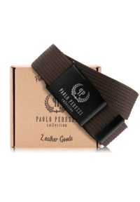 Pasek parciany PAOLO PERUZZI PW-26-105 brązowy. Kolor: brązowy. Materiał: materiał. Wzór: ze splotem. Styl: casual #1