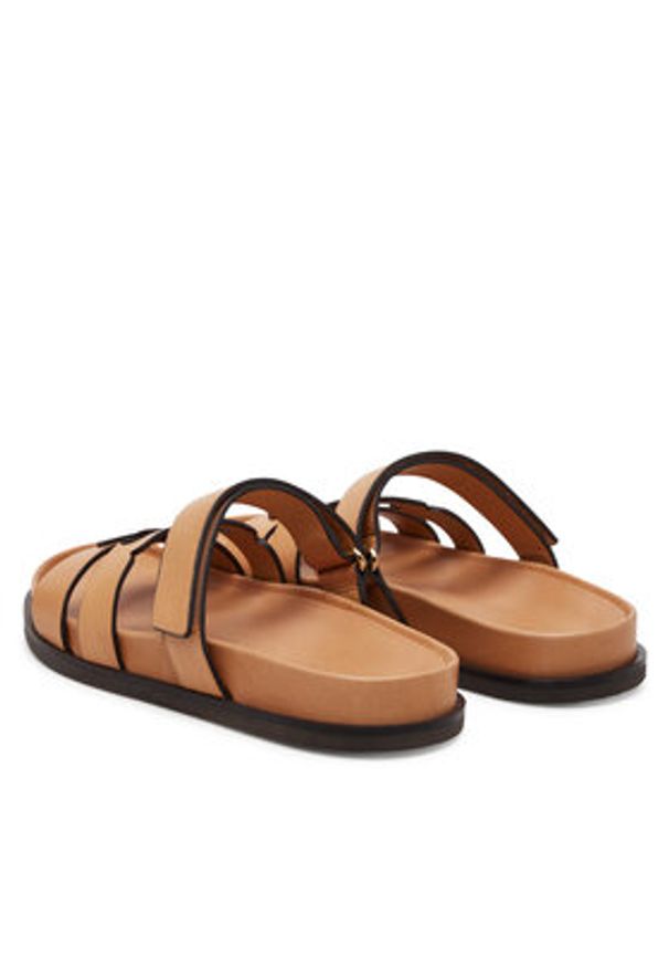 Tory Burch Klapki Ines Sport 168791 Brązowy. Kolor: brązowy. Materiał: skóra. Styl: sportowy