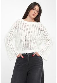 Twinset Milano - Sweter damski ażurowy z piórkami TWINSET. Wzór: ażurowy #1