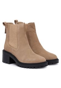 TOMMY HILFIGER - Tommy Hilfiger Botki Th Nubuck Chelsea Cleated Heel FW0FW09158 Beżowy. Kolor: beżowy. Materiał: skóra #5