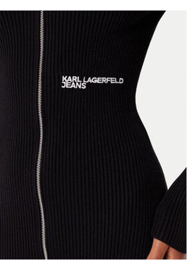 Karl Lagerfeld Jeans Sukienka dzianinowa A4W13011 Czarny Slim Fit. Kolor: czarny. Materiał: wiskoza, syntetyk
