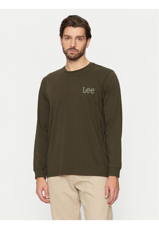 Lee Longsleeve Wobbly 112355592 Zielony Regular Fit. Kolor: zielony. Materiał: bawełna. Długość rękawa: długi rękaw