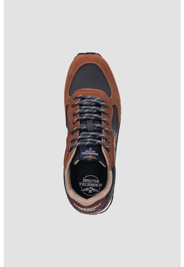 Aeronautica Militare - AERONAUTICA MILITARE Sneakersy męskie granatowo-brązowe zamszowe, Rozmiar 44. Okazja: na co dzień. Kolor: niebieski. Materiał: zamsz