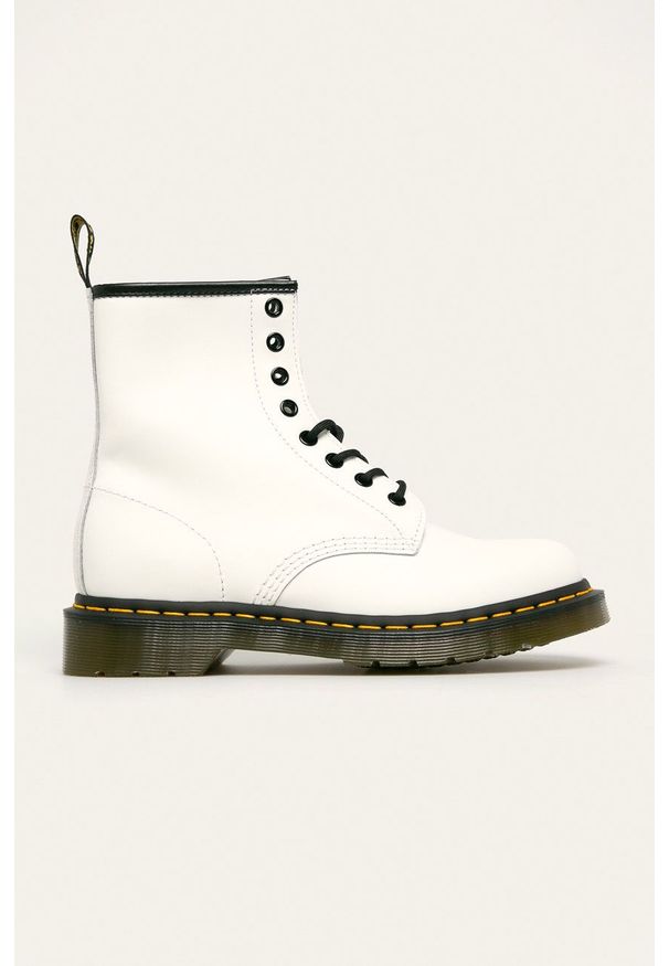 Dr. Martens - Workery skórzane. Nosek buta: okrągły. Zapięcie: sznurówki. Kolor: biały. Materiał: skóra