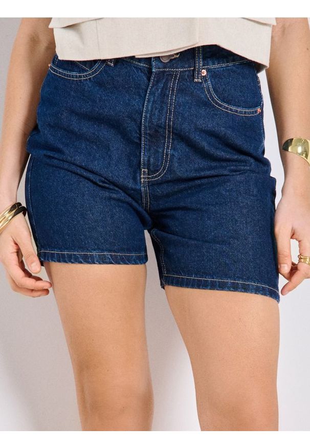 Sinsay - Szorty jeansowe - granatowy. Kolor: niebieski. Materiał: jeans