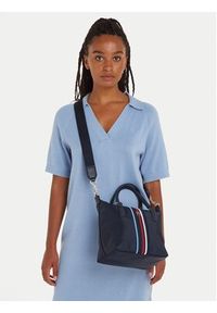 TOMMY HILFIGER - Tommy Hilfiger Torebka Poppy Small Tote Corp AW0AW15986 Granatowy. Kolor: niebieski. Materiał: skórzane #5