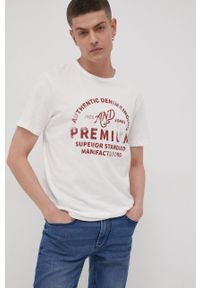 Premium by Jack&Jones T-shirt bawełniany kolor biały gładki. Okazja: na co dzień. Kolor: biały. Materiał: bawełna. Wzór: gładki. Styl: casual