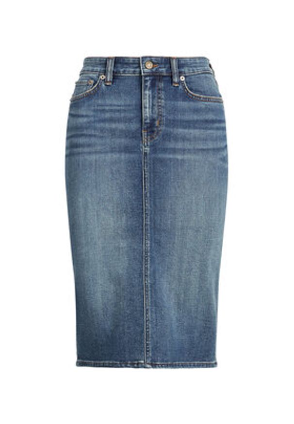 Lauren Ralph Lauren - LAUREN RALPH LAUREN Spódnica jeansowa 200817846001 Granatowy Straight Fit. Kolor: niebieski. Materiał: bawełna