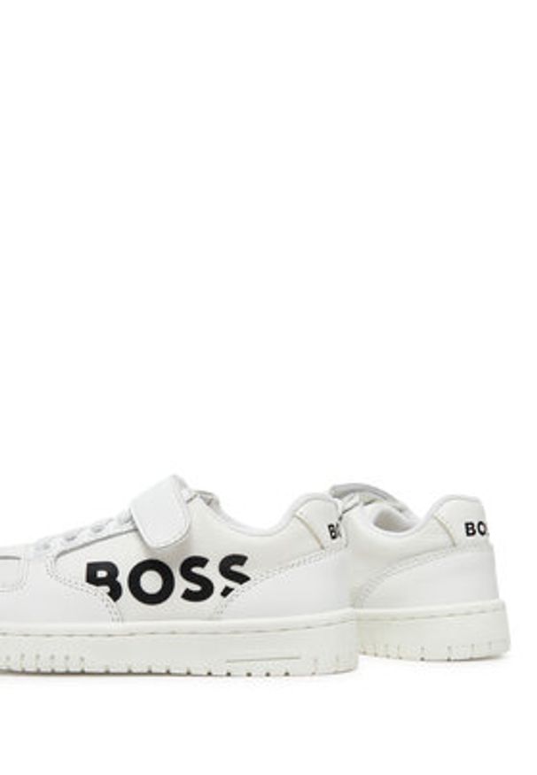 BOSS Sneakersy J51644 E Biały. Kolor: biały. Materiał: skóra