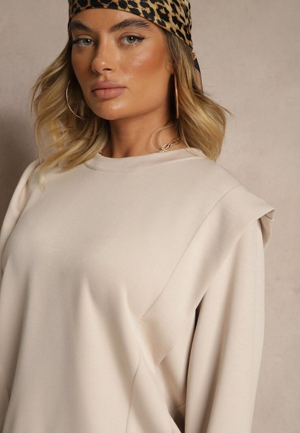 Renee - Beżowa Bluza z Wiskozą z Szerokimi Ramionami Alioris. Okazja: na co dzień. Kolor: beżowy. Materiał: wiskoza. Styl: elegancki, casual