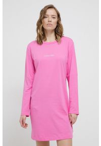 Calvin Klein Underwear Koszula nocna damska kolor różowy. Kolor: różowy. Materiał: dzianina. Długość: długie. Wzór: nadruk