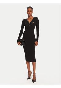 Elisabetta Franchi Sukienka dzianinowa AM-10B-56E2-V390 Czarny Slim Fit. Kolor: czarny. Materiał: lyocell #4