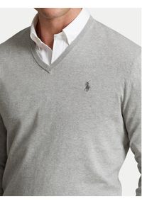 Polo Ralph Lauren Sweter 710670789002 Szary Slim Fit. Typ kołnierza: polo. Kolor: szary. Materiał: bawełna #3