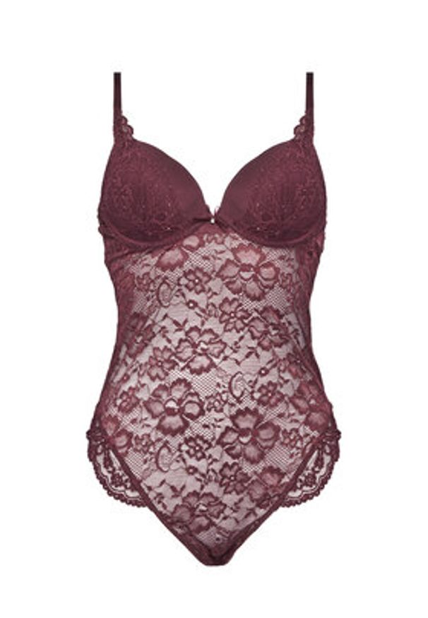 Hunkemöller Body Isadora 302441 Bordowy. Kolor: czerwony. Materiał: syntetyk