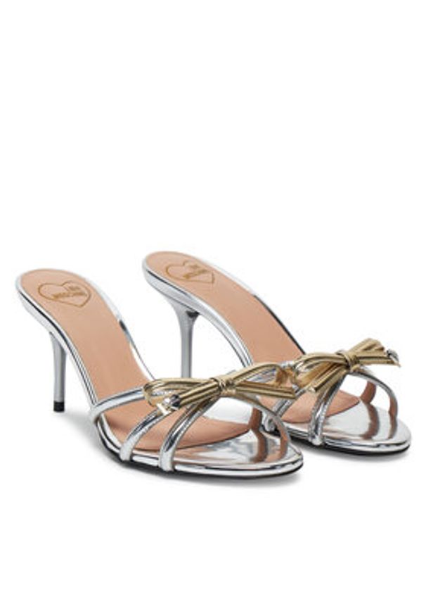 Love Moschino - LOVE MOSCHINO Klapki JA28036G1MJE190A Srebrny. Kolor: srebrny. Materiał: skóra