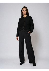 Sinsay - Eleganckie spodnie pallazo z paskiem - czarny. Kolor: czarny. Styl: elegancki #1