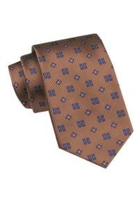 Elegancki Krawat Męski Angelo di Monti - Brązowy, Figury Geometryczne. Kolor: brązowy, wielokolorowy, beżowy. Materiał: tkanina. Wzór: geometria. Styl: elegancki #1