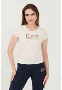 EA7 Emporio Armani - EA7 Beżowy damski t-shirt, Rozmiar M. Kolor: różowy #1
