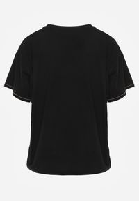 Renee - Czarny T-shirt z Bawełny z Motywem Serca i Łańcuszkiem Carilnessa. Okazja: na co dzień. Kolekcja: plus size. Kolor: czarny. Materiał: bawełna. Styl: casual, klasyczny #4