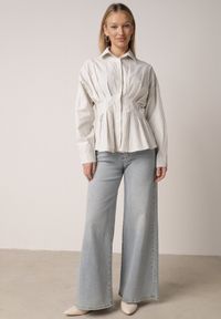 Born2be - Zielona Koszula z Bawełną o Taliowanym Kroju z Baskinką w Paski Sewsana. Okazja: na co dzień, na spotkanie biznesowe. Kolor: zielony. Materiał: bawełna. Wzór: paski. Styl: casual, biznesowy #6