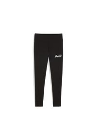 Puma - Damskie legginsy ESS+ SCRIPT PUMA Black Gold Foil. Kolor: żółty, wielokolorowy, czarny