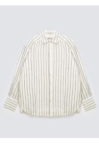 Big-Star - Lniana koszula damska w prążek biała Lamena 100. Okazja: na co dzień, na spotkanie biznesowe. Kolor: biały. Materiał: len. Wzór: prążki. Sezon: wiosna, lato. Styl: klasyczny, casual, biznesowy #2