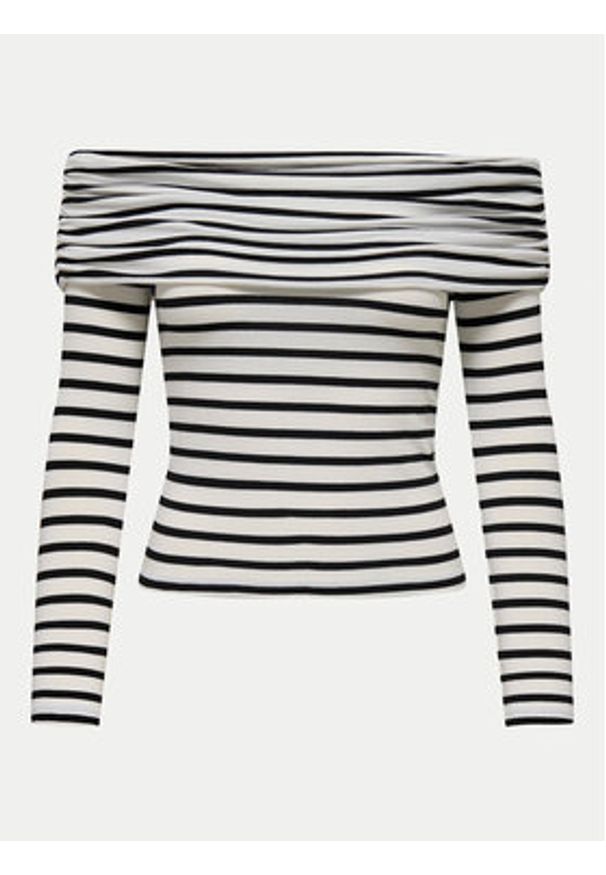 only - ONLY Bluzka Glamour 15339759 Biały Slim Fit. Kolor: biały. Materiał: syntetyk. Styl: glamour