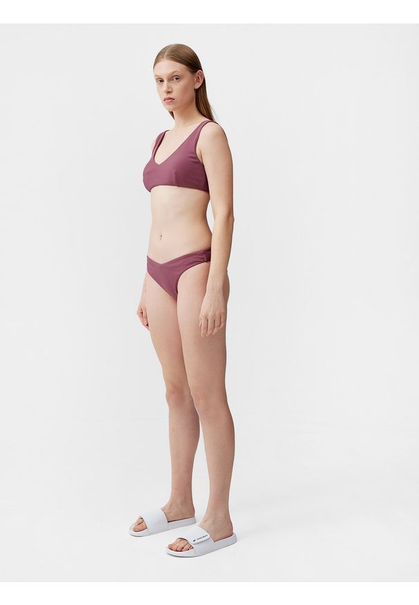 4f - 4F Dół od bikini damski XXL. Kolor: różowy. Materiał: dzianina, włókno, materiał. Wzór: gładki