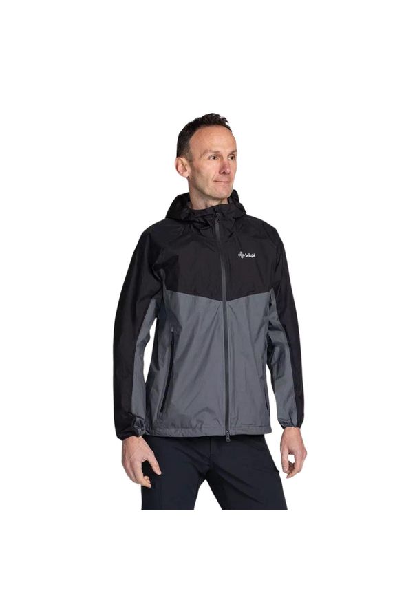 Męska kurtka hardshell Kilpi HURRICANE-M. Kolor: szary, czarny, wielokolorowy. Materiał: nylon. Sport: turystyka piesza