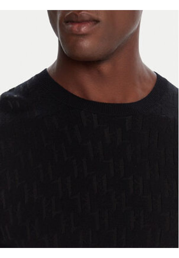 Karl Lagerfeld - KARL LAGERFELD Sweter 655018 554302 Czarny Regular Fit. Typ kołnierza: dekolt w karo. Kolor: czarny. Materiał: wiskoza