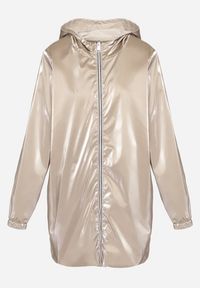 Born2be - Jasnobeżowa Kurtka Dwustronna z Nieodpinanym Kapturem i Metalicznym Efektem Lirednil. Kolor: beżowy. Wzór: gładki. Styl: elegancki #7