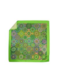 Modini - Zielona poszetka w geometryczne kwiaty E247. Kolor: zielony. Wzór: kwiaty, geometria #1