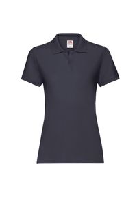 FRUIT OF THE LOOM - Damska Koszulka Polo Premium Plain. Typ kołnierza: polo. Kolor: niebieski