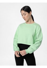 4f - Bluza crop top do jogi damska. Kolor: zielony. Materiał: dzianina #1