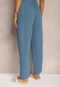 Renee - Niebieskie Spodnie z Troczkiem w Pasie Kiolia. Okazja: na co dzień. Kolor: niebieski. Styl: casual, elegancki #3