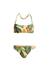 Adidas - Zestaw adidas x FARM Neckholder Bikini. Kolor: zielony, wielokolorowy, żółty. Materiał: materiał. Wzór: kolorowy